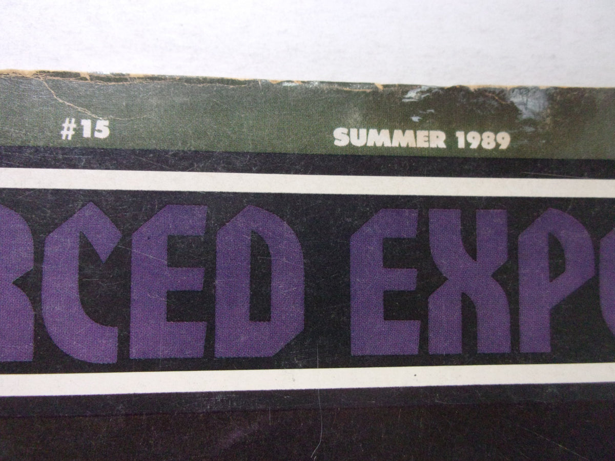 Title portion of Forced Exposure Magazine #15: Summer 1989, showcasing bold typography and distinctive design elements relevant to the music scene.