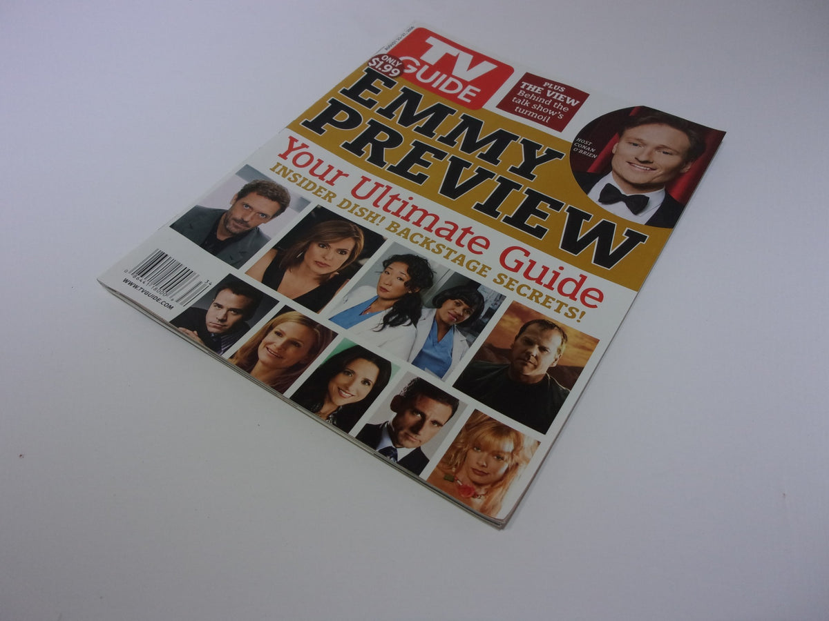 Side view of the TV Guide cover for August 21-27 2006 with the Emmy Preview and a collage of famous TV stars.