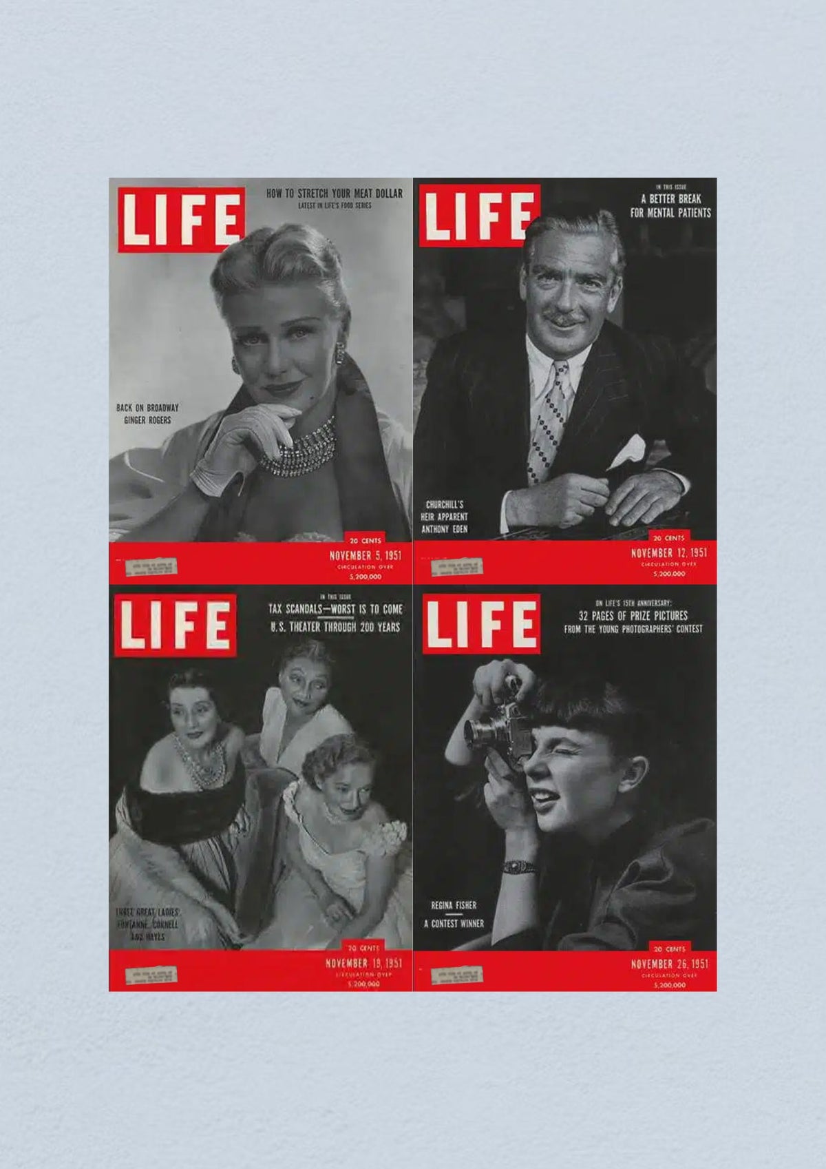 Cover of Life Magazine November 26, 1951 featuring Regina Fisher, highlighting a photography contest and vintage themes.