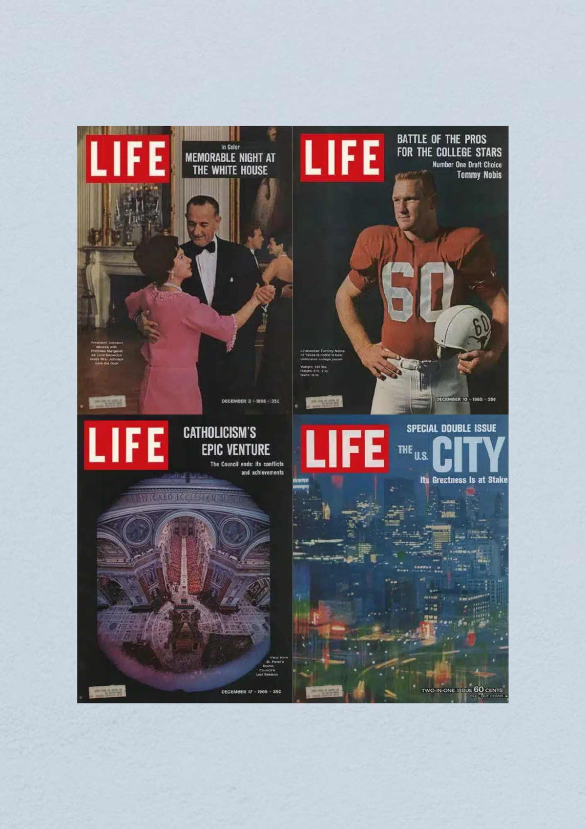 Life Magazine Cover December 24, 1965 capturing reflections on the year's events and national unity, part of the four magazine lot highlighting the Civil Rights Era.