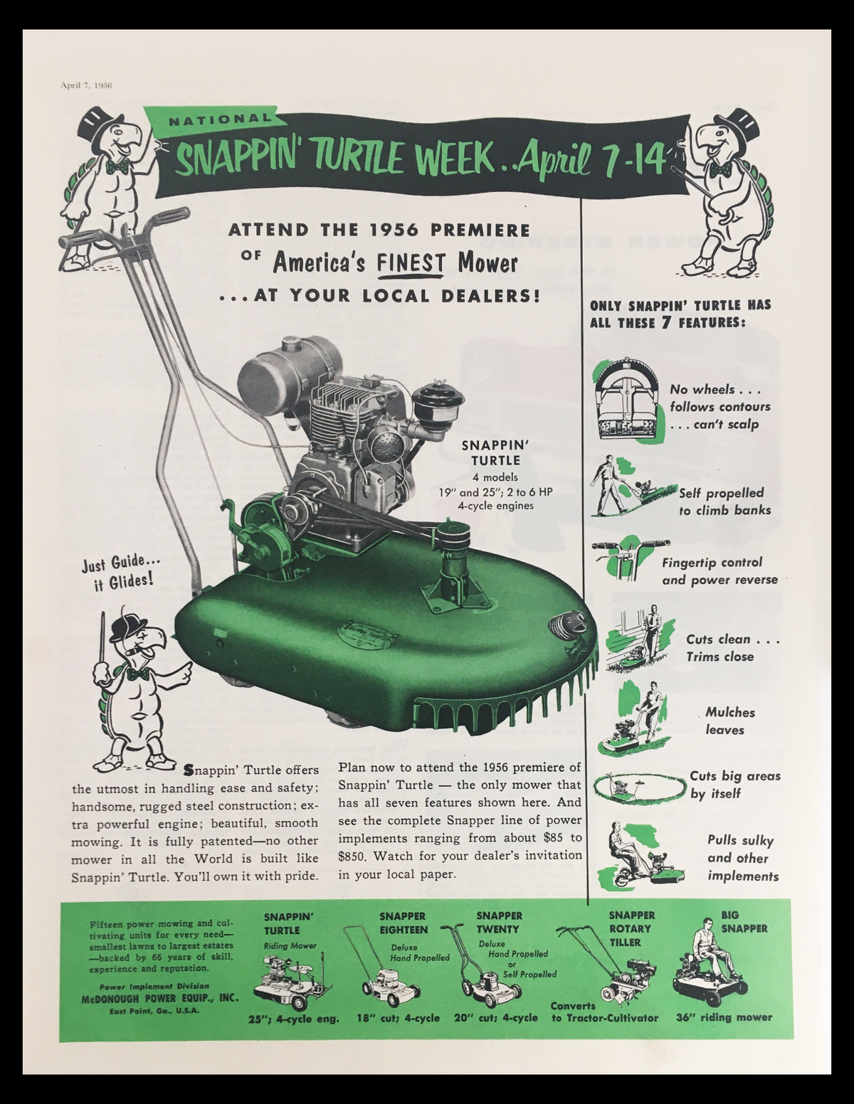 1956 Snappin' Turtle Vintage Print Ad