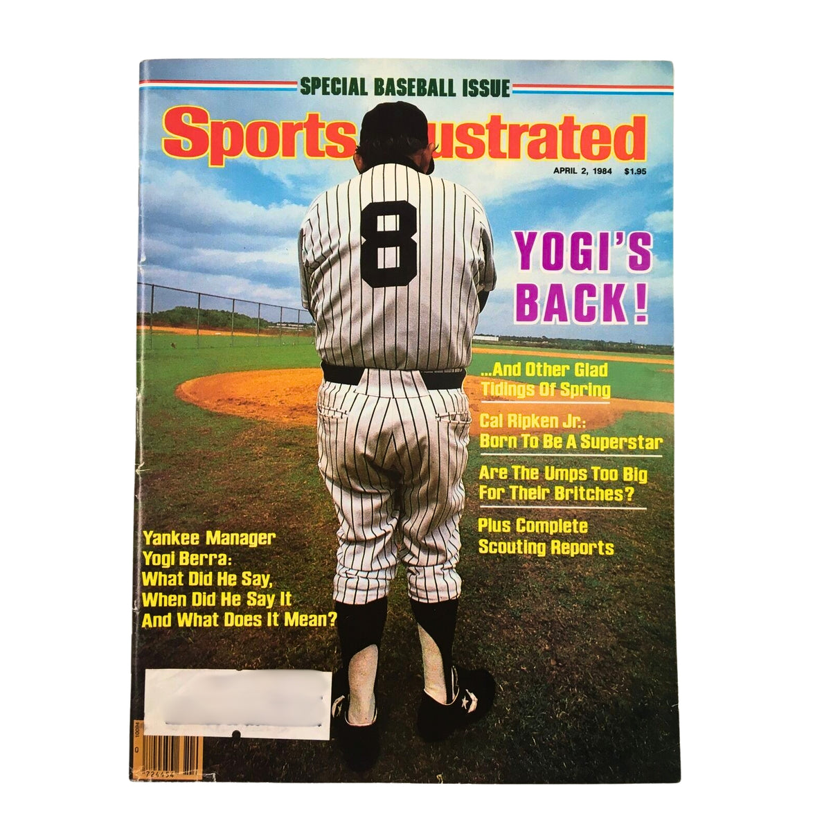 Lot of 6 1980s-1990s Baseball Sports Illustrated Magazine Yogi Berra featuring the cover of the April 2, 1984 issue highlighting Yogi Berra as Yankee Manager.