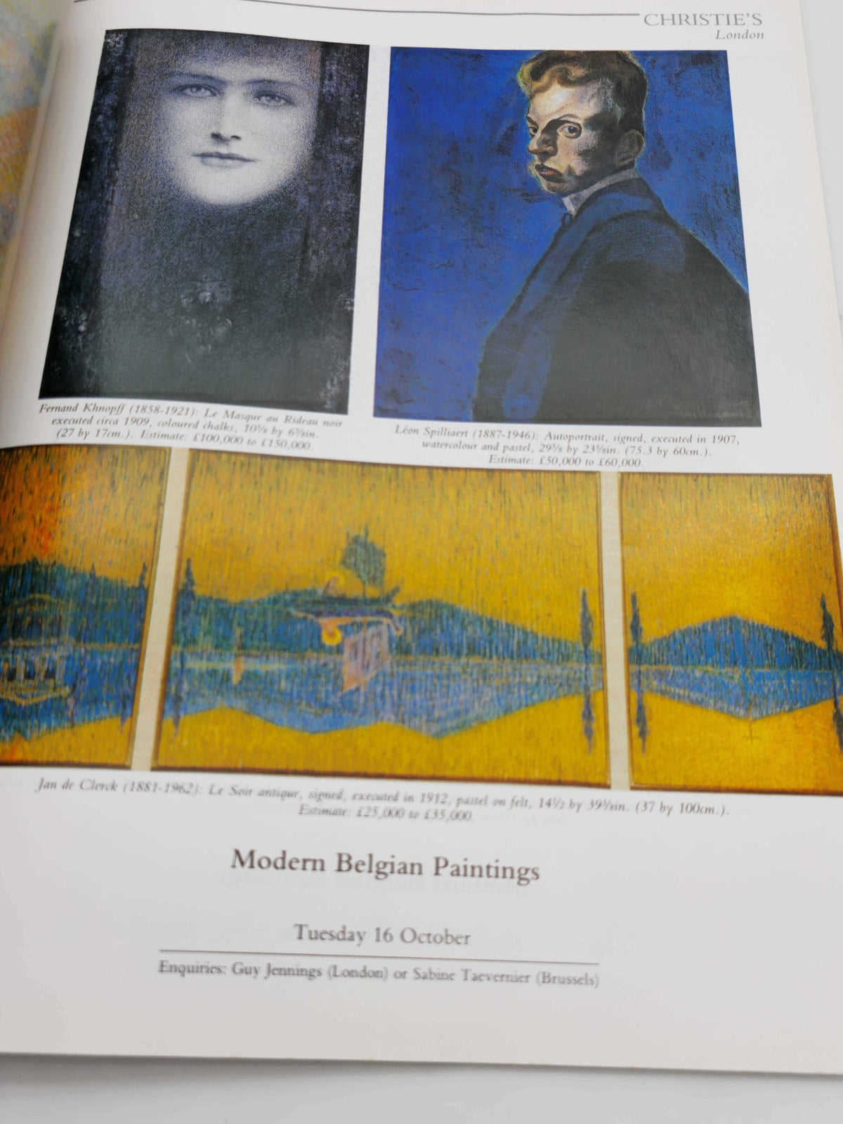 Illustrations from Christie's International Magazine October 1990 showcasing Modern Belgian Paintings and featured artists.