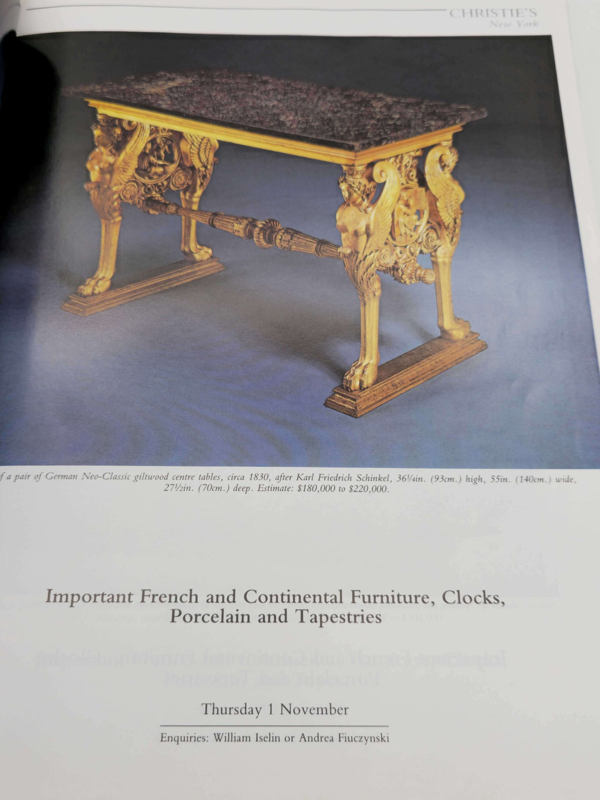 Image of an important piece of furniture from Christie's International Magazine October 1990 highlighting French and Continental designs.