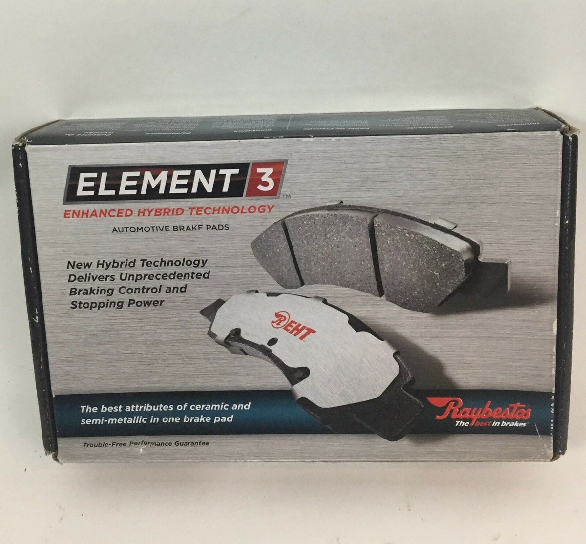 Raybestos EHT1340H Enhanced Technology Friction Pads Brake Pad Set packaging showcasing the advanced hybrid technology for improved braking performance.