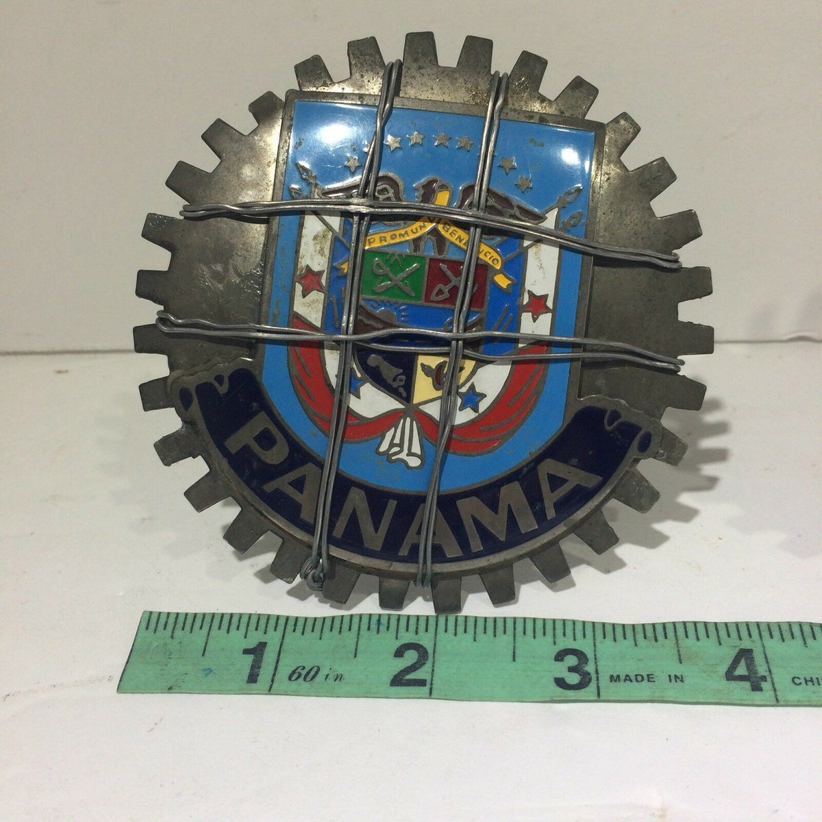 Lot of 2 Vintage Panama EMBLEM  BADGE METAL 4" Advertising, Souvenir