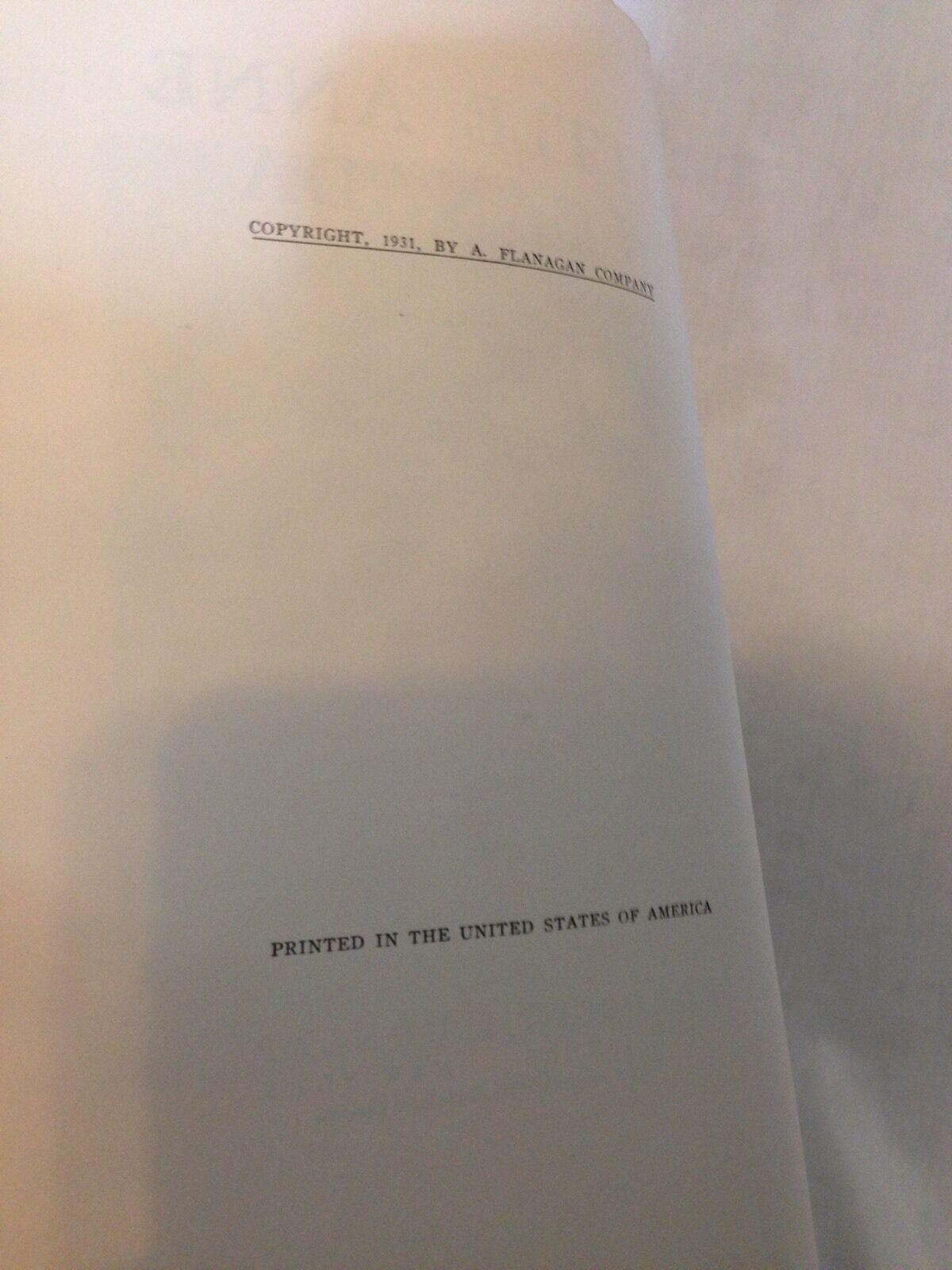 Copyright page of 'Little Anne of Canada' by Madeline Brandeis, printed in 1931 by A. Flanagan Company, showcasing the vintage publication details.