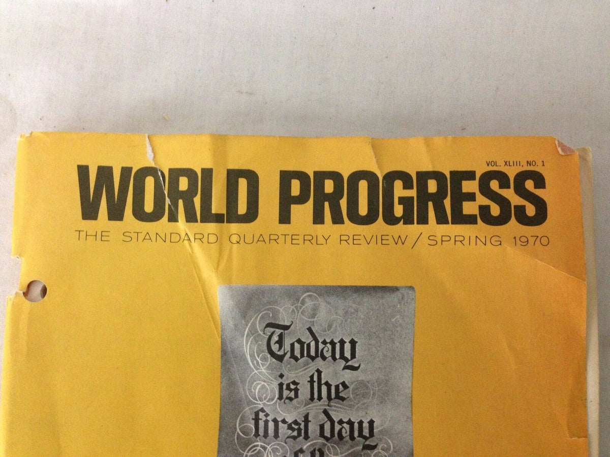 Cover of World Progress Quarterly Magazine Spring 1970 featuring the title and volume number, showcasing the historic themes of the Vietnam War and cultural dynamics.