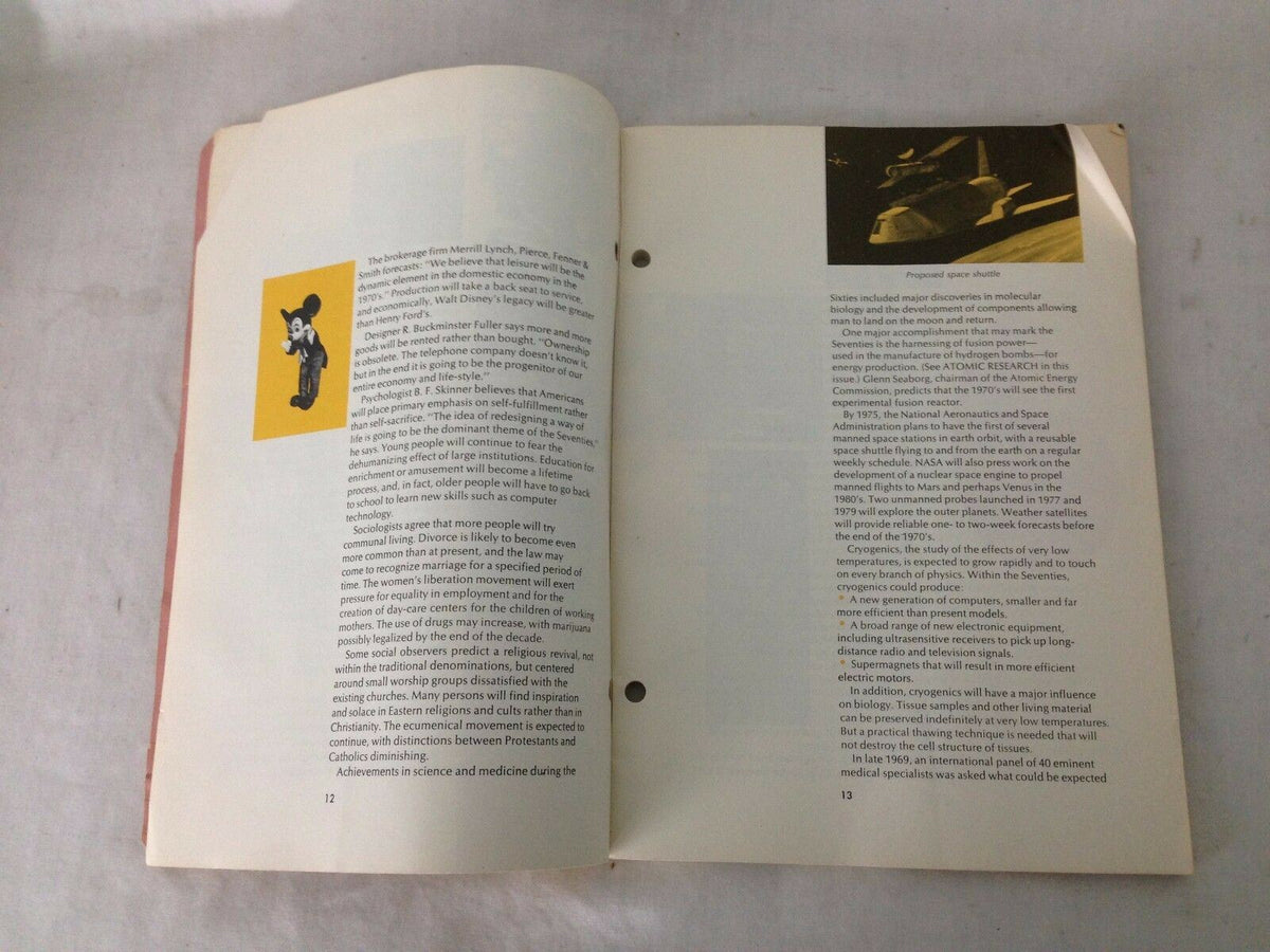 Interior page of World Progress Quarterly Magazine Spring 1970 displaying articles related to advancements in science and the discussion of social issues, emphasizing the magazine's cultural relevance.
