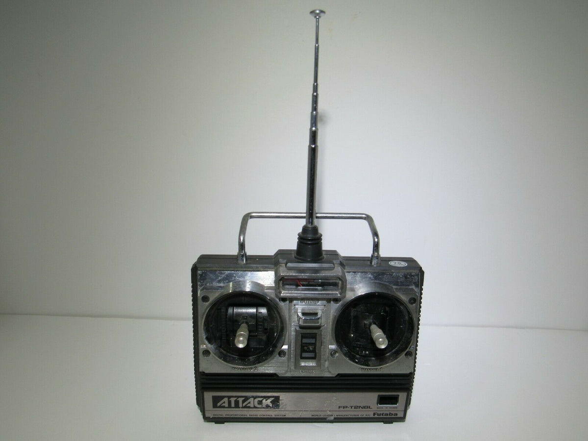 Futaba Attack-R FP-T2NBR Remote Control RC Controller showing front view with dual control sticks and antenna.