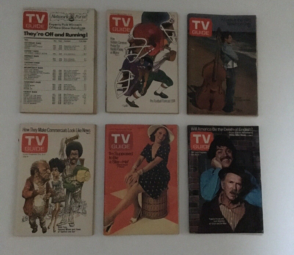 Complete Year Of TV Guide Magazines 1974 showcasing iconic covers highlighting significant shows and personalities of the era.