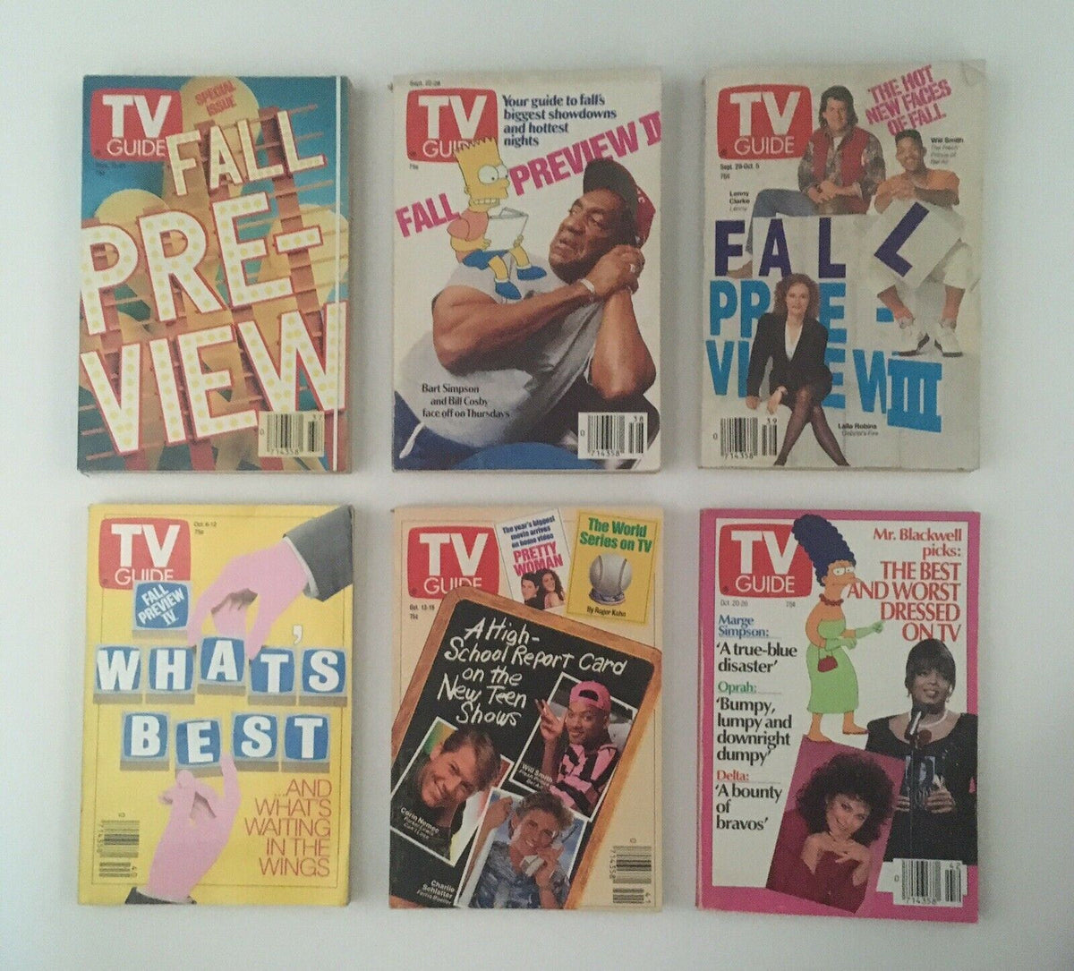 TV Guide Magazine Fall Preview edition showcasing popular TV stars and shows from 1990. Title: TV Guide Magazines 1990~ 54 Issues Complete~ 4 Special Issue Fall Previews.