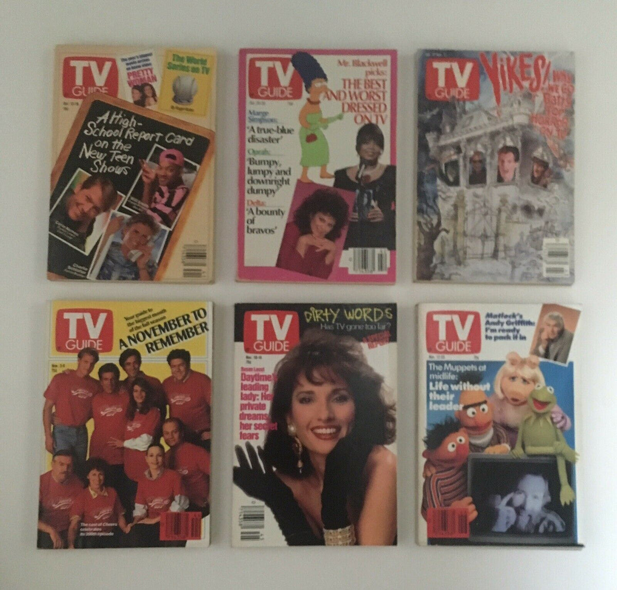 Collection of TV Guide Magazines highlighting popular teen shows and Halloween specials from 1990. Title: TV Guide Magazines 1990~ 54 Issues Complete~ 4 Special Issue Fall Previews.