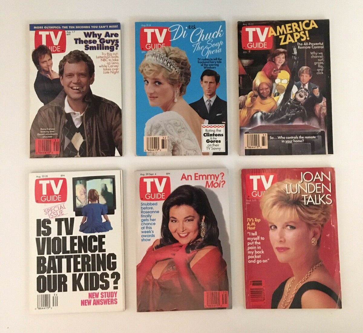 TV Guide Magazines 1992 Complete Collection - Features iconic covers with celebrities, including Princess Diana and TV’s top hosts, discussing essential television moments.