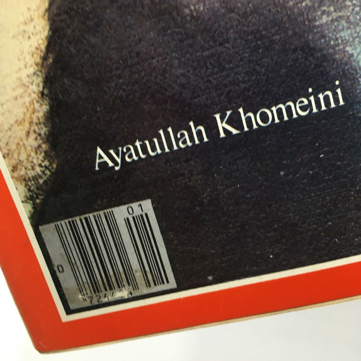 Close-up view of the back cover of Time Magazine January 7, 1980, showing the title 'Ayatollah Khomeini' and a barcode.