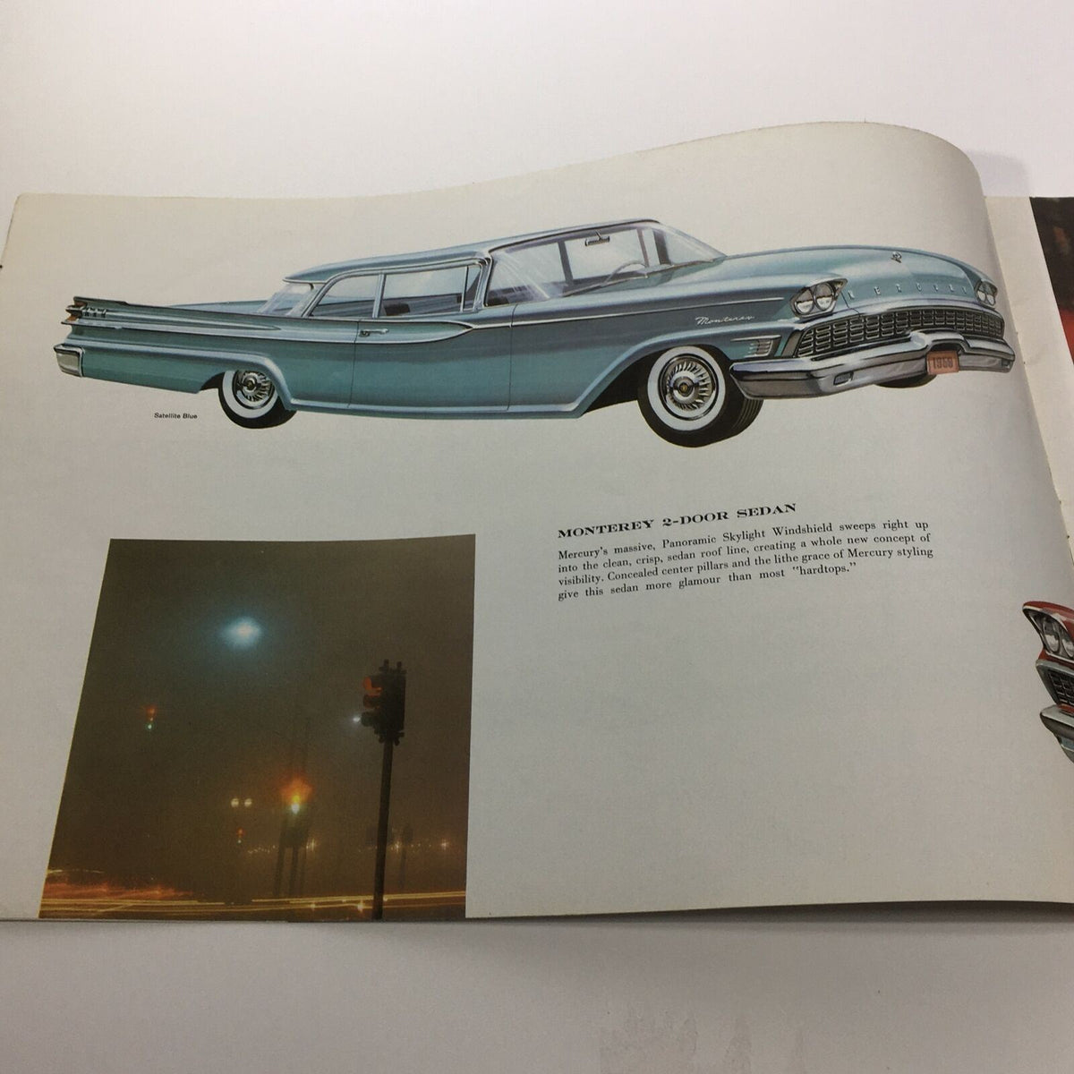 Interior page of the 1959 Mercury America's Liveliest Luxury Car Monterey 2-Door Sedan Brochure showcasing a side view illustration of the car.