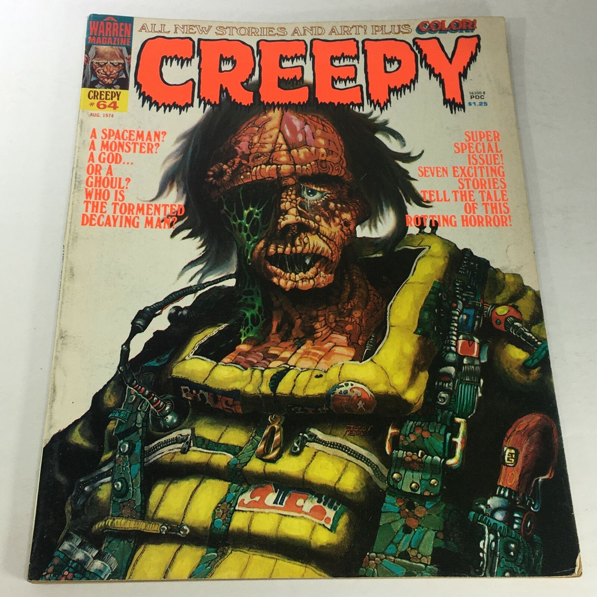 Cover of Creepy Warren Magazine: August 1974 featuring the Spaceman Monster Ghoul illustration. The artwork showcases vivid colors and horror elements, reflecting the iconic style of vintage horror magazines from the 1970s.