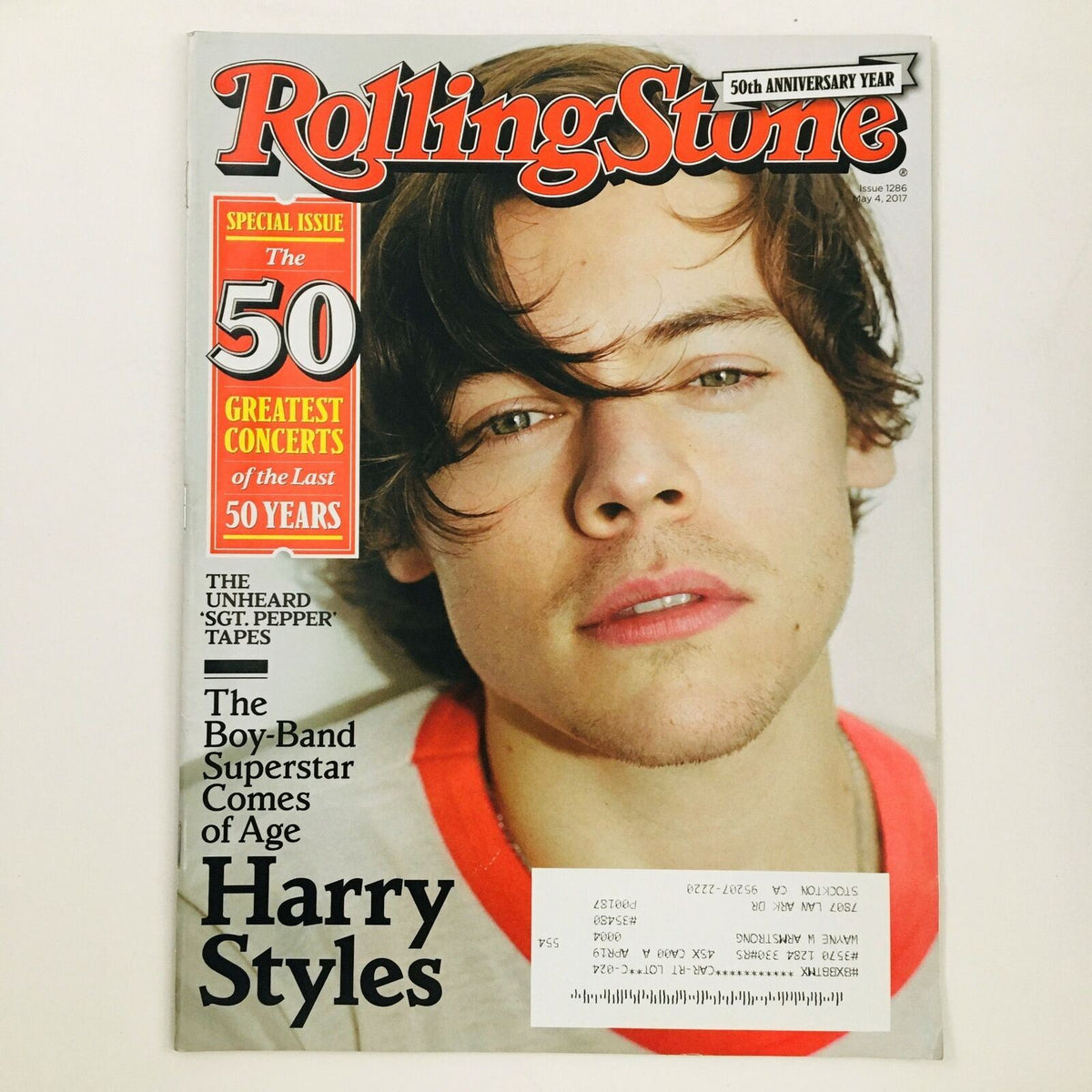Cover of Rolling Stone Magazine, May 4, 2017, Issue 1286, featuring boy-band superstar Harry Styles