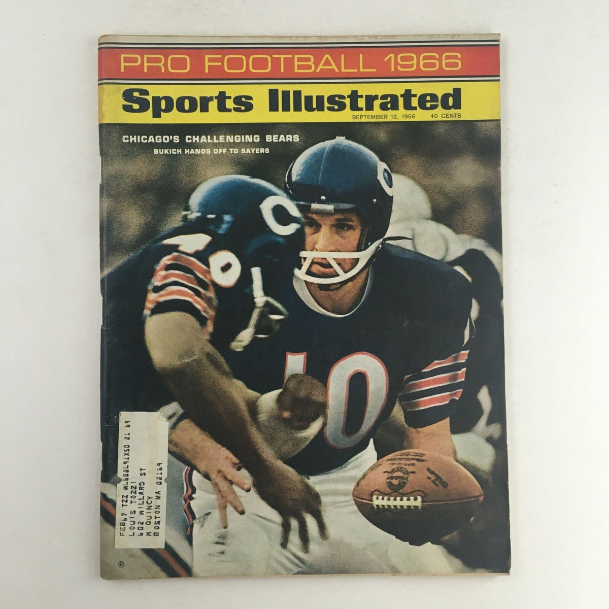 Sports Illustrated Magazine from September 12, 1966 featuring Chicago Bears quarterback Rudy Bukich on the cover in action, showcasing the vintage NFL style and sportsmanship.