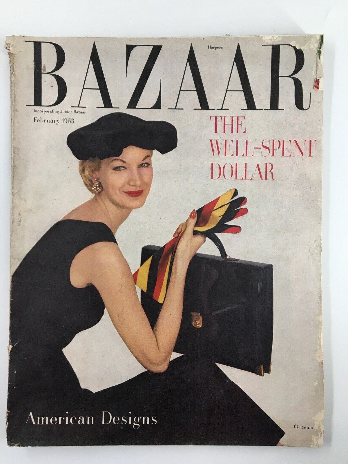Cover of Harper's Bazaar Magazine, February 1953, featuring Sunny Hartnett, photographed by Richard Avedon, with Jean Patchett