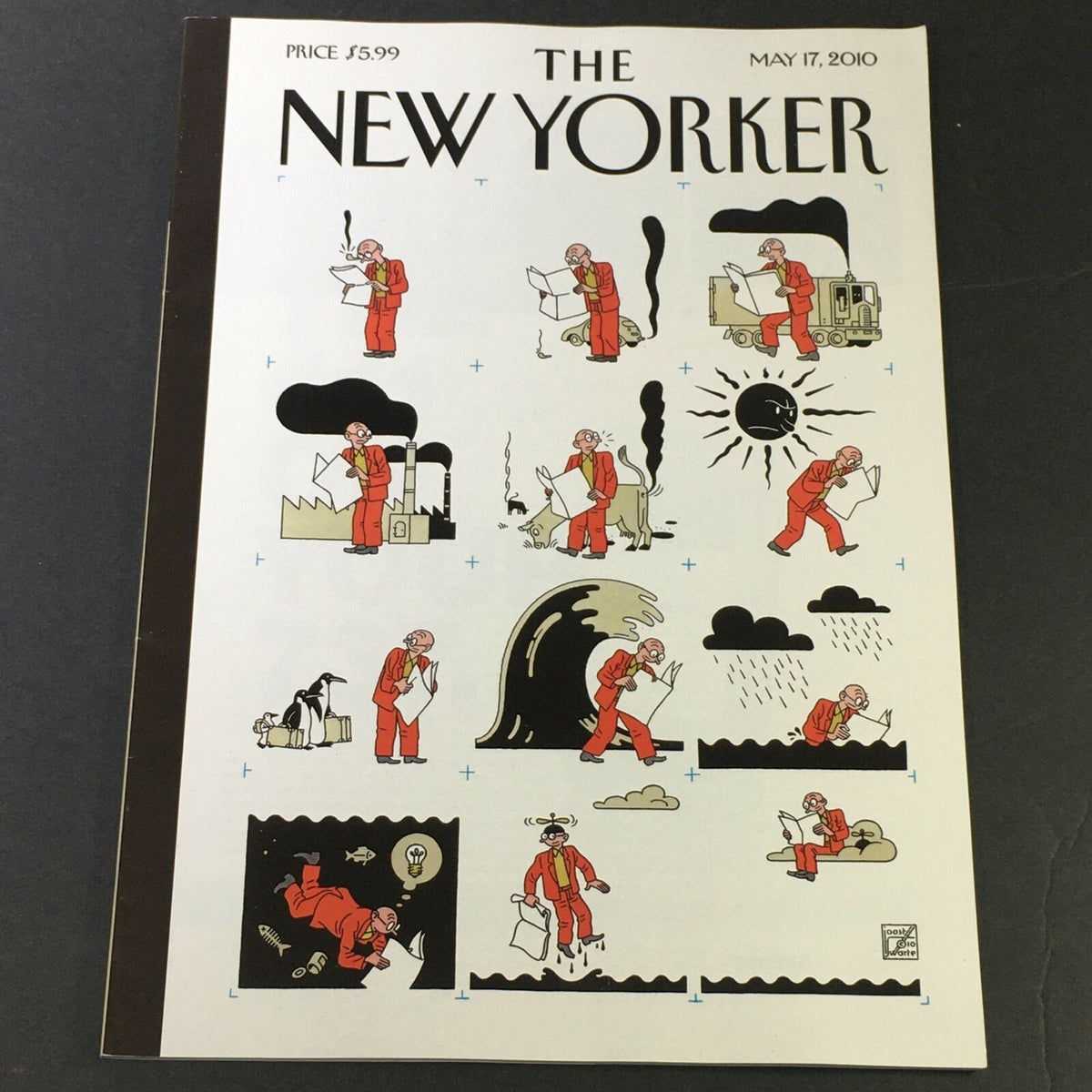 Cover of The New Yorker Magazine dated May 17, 2010, featuring an illustration titled 'Novel Approach' by Joost Swarte, showcasing nine unique cartoon panels that reflect contemporary themes and artistic expression.