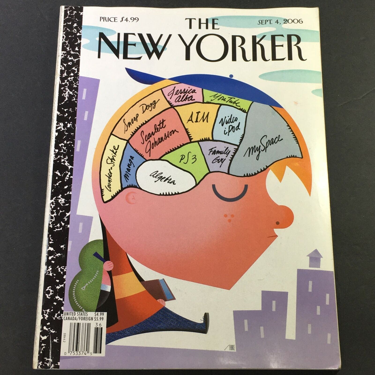 The New Yorker Magazine September 4 2006 cover art titled 'Back to Cool' by Bob Staake, featuring whimsical illustration of a boy with a colorful thought bubble, reflecting cultural icons of the time.