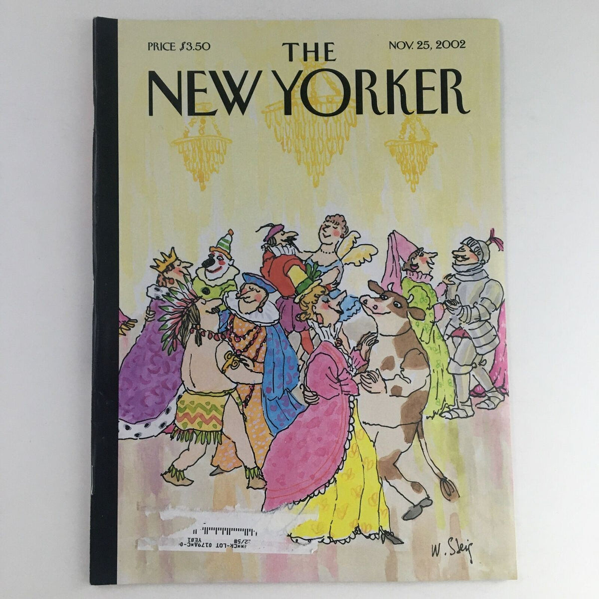 The New Yorker Full Magazine November 25, 2002 featuring a colorful Masquerade cover art by William Steig, showcasing a festive parade of characters dressed in vibrant costumes.