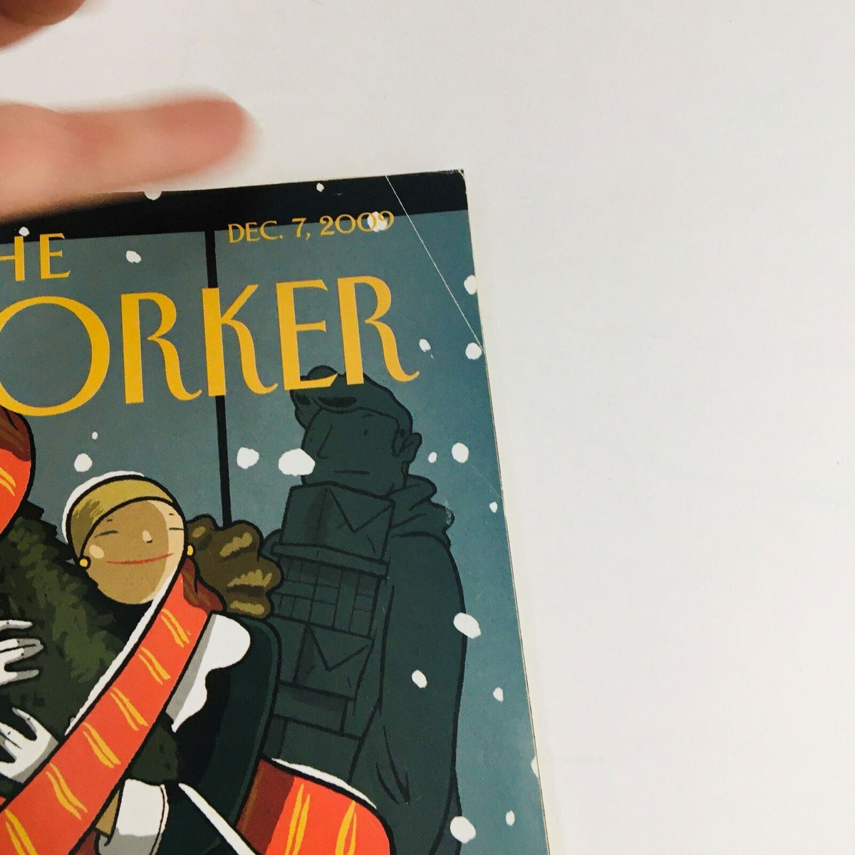Close-up of The New Yorker December 7 2009 magazine cover showing the title and date, emphasizing the iconic design by Jan Van Der Veken.