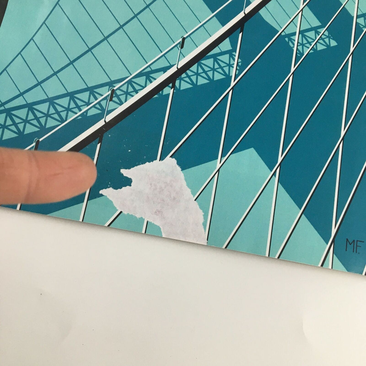 Detail of The New Yorker May 27 2019 magazine cover, highlighting a minor rip on the edge, with the distinctive art by Malika Favre still clearly visible.