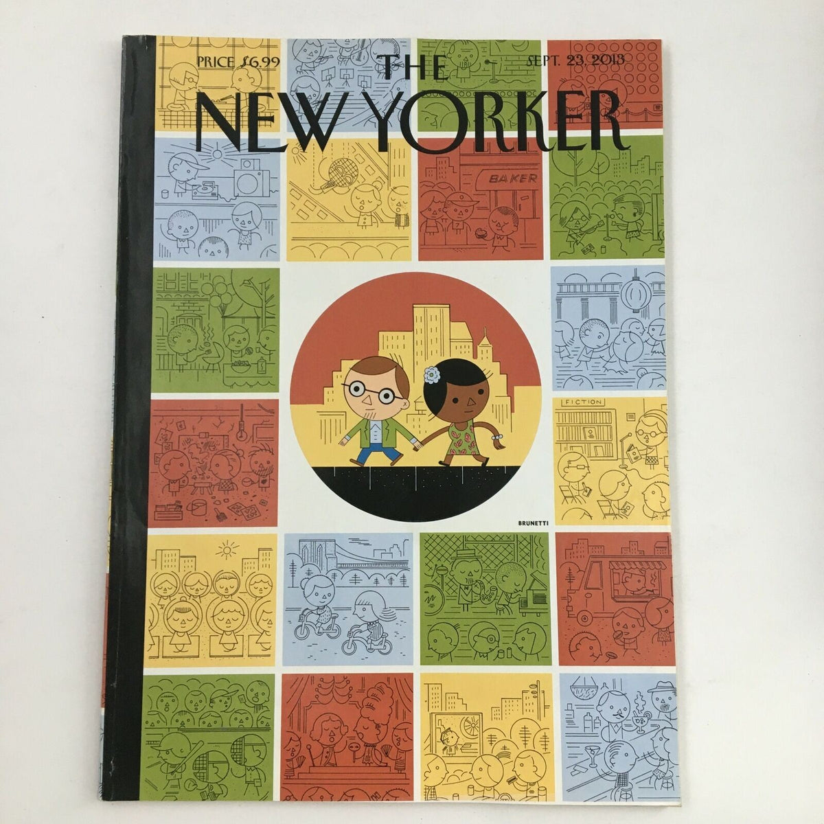 The New Yorker September 23 2013 Full Magazine Theme Cover by Ivan Brunetti, featuring a vibrant collage of illustrated scenes in various colors with characters, showcasing humor and artistic style.
