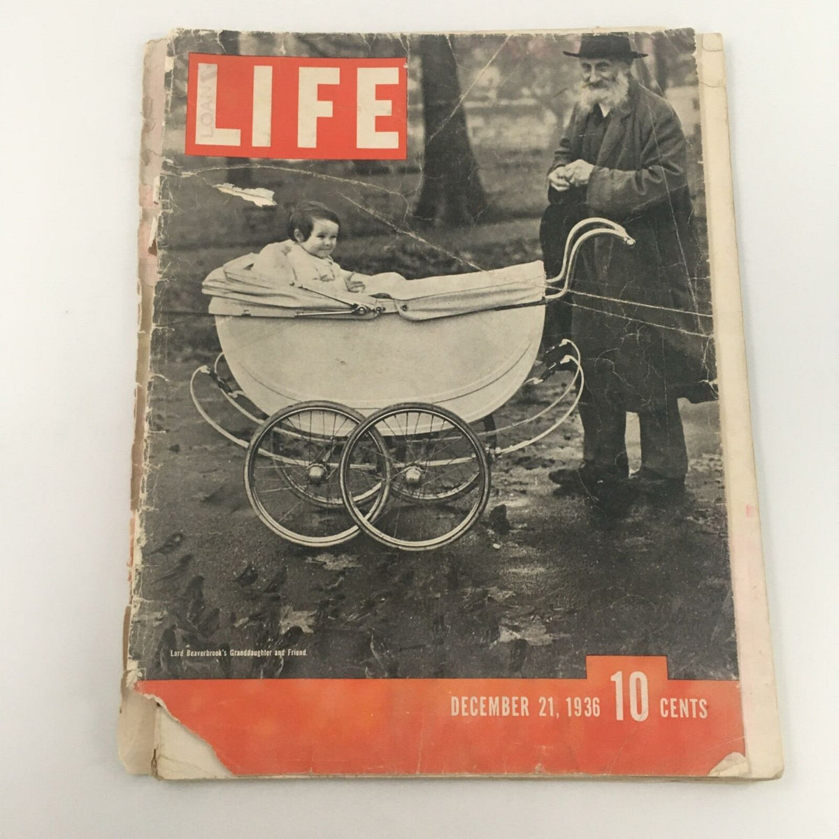Cover of VTG Life Magazine December 21, 1936 featuring a child in a stroller and an elderly man, capturing a moment in history.