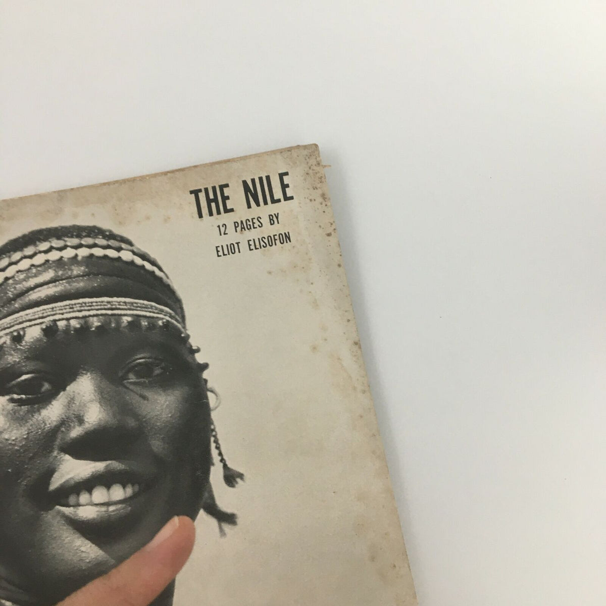 Close-up view of the cover of VTG Life Magazine November 20, 1950, highlighting the title 'The Nile' and crediting photographer Eliot Elisofon.