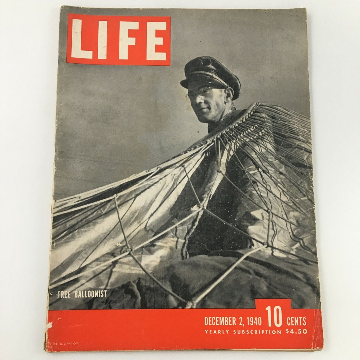 Cover of VTG Life Magazine December 2 1940 featuring a free balloonist, showcasing captivating photography and historical context.