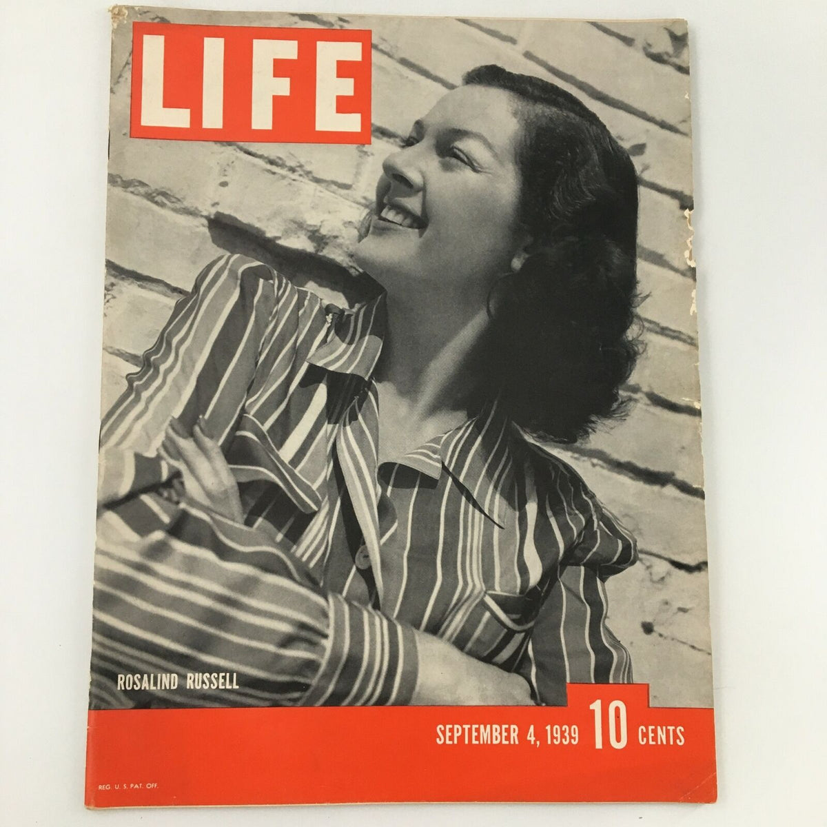 VTG Life Magazine September 4 1939 featuring American Actress Rosalind Russell on the cover, showcasing vintage Hollywood glamour with a striking black-and-white photograph.