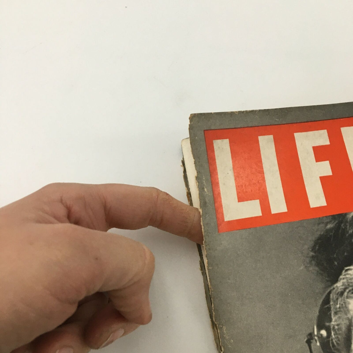 Close-up view of a vintage Life Magazine from June 14, 1937, showcasing the iconic red 'LIFE' logo and details of the magazine's cover, perfect for collectors interested in historical memorabilia.