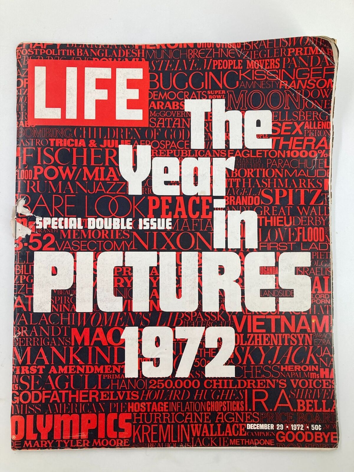 Cover of VTG Life Magazine December 29 1972 The Year In Pictures featuring bold typography and imagery from the year, showcasing significant events and cultural moments.
