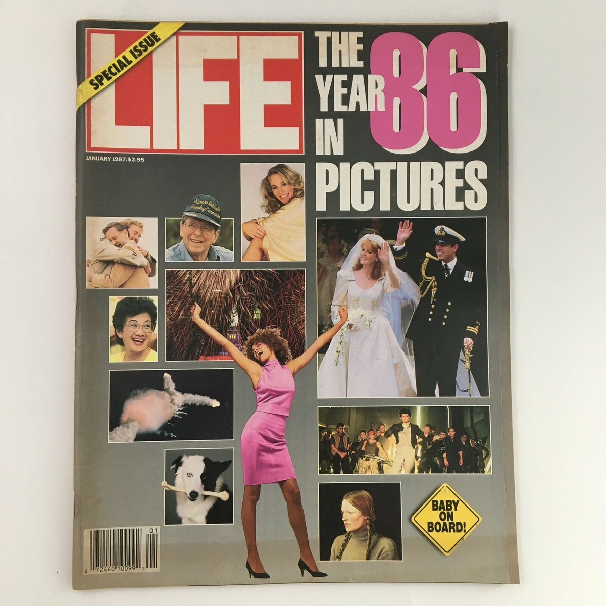 Cover of Life Magazine January 1987 featuring former President Corazon Aquino, showcasing a design with multiple images and the title 'The Year 86 in Pictures'.