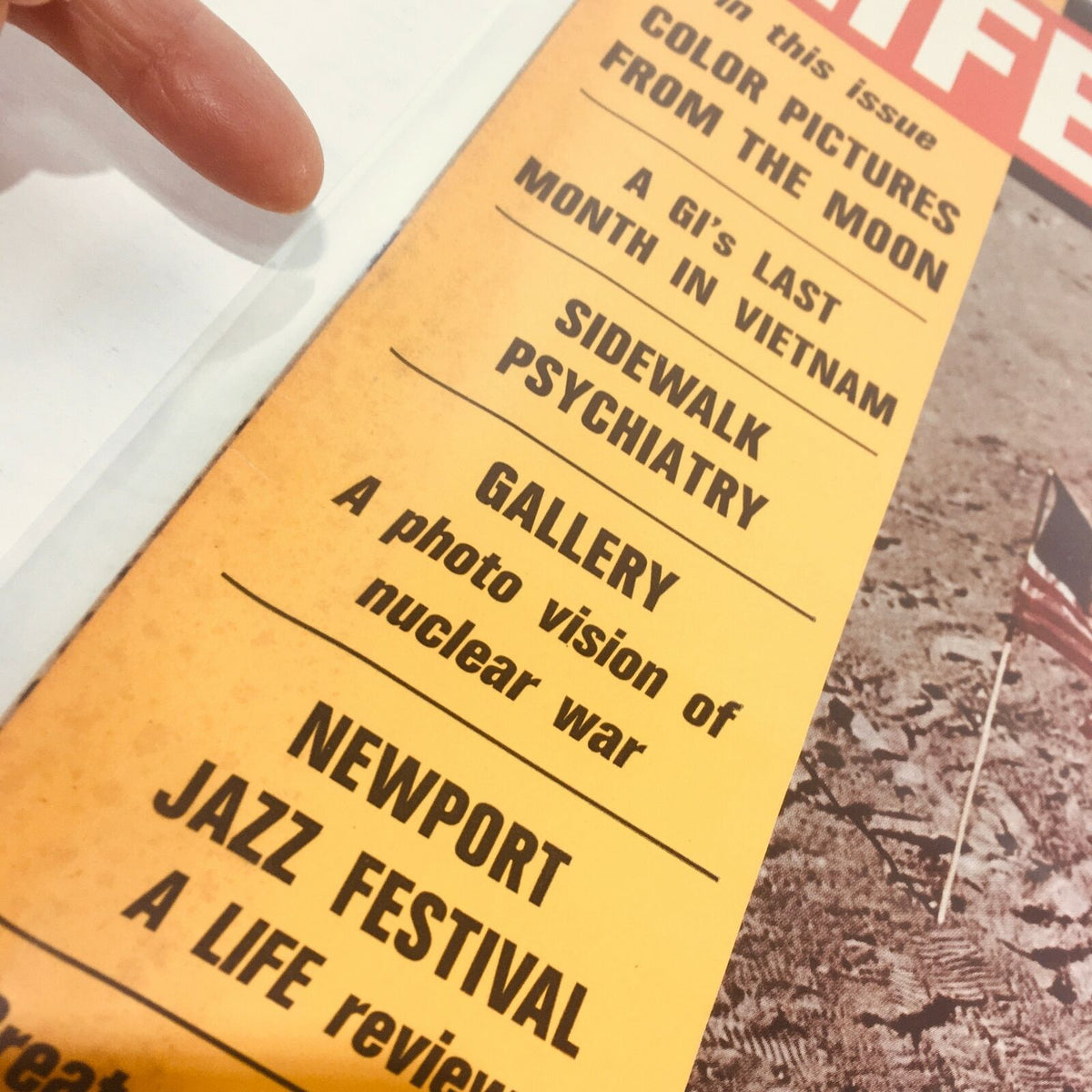 VTG Life Magazine: August 8 1969 - Neil Armstrong & Edwin Aldrin Footprints, featuring content highlights including color pictures from the moon and articles on various topics.