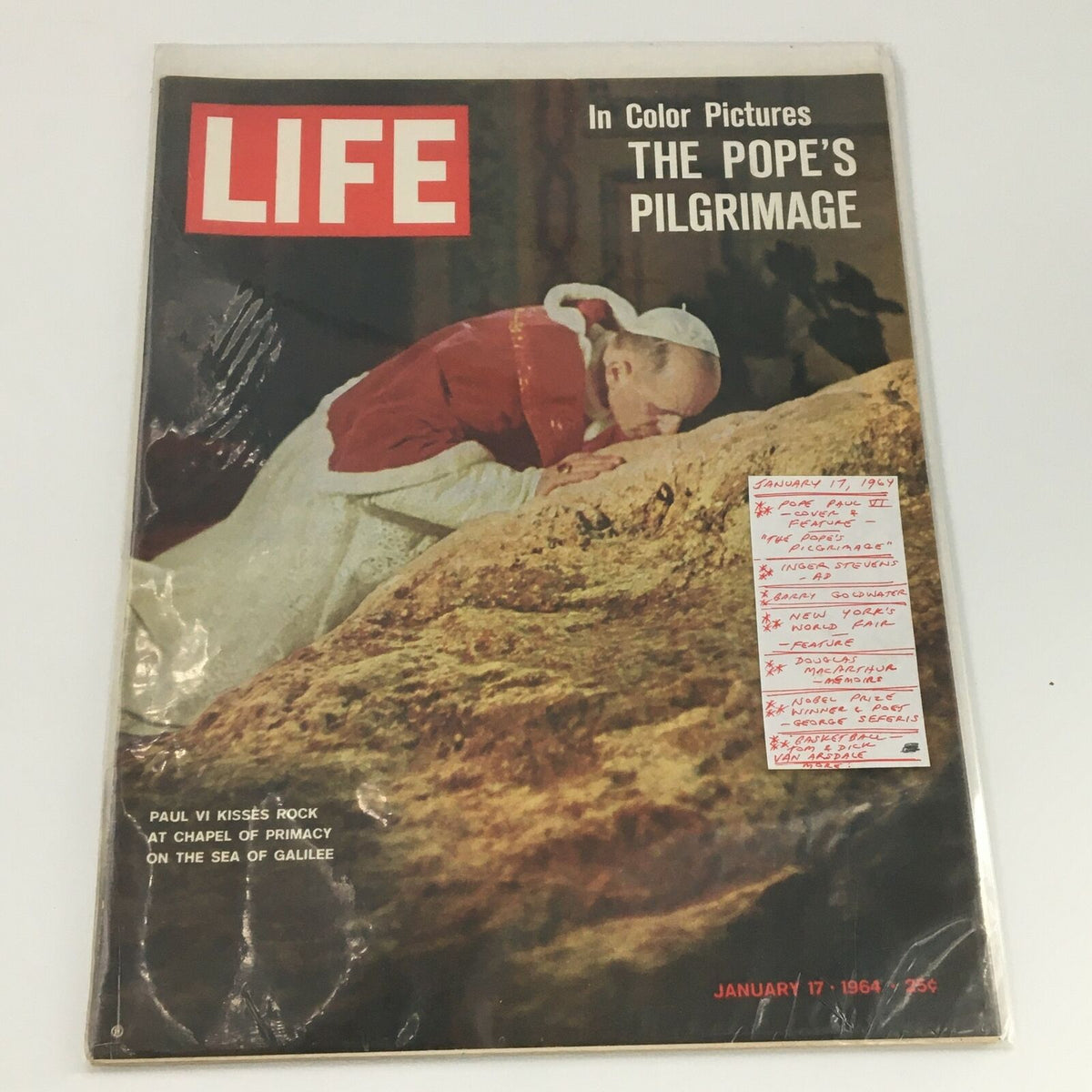 VTG Life Magazine January 17 1964 with a photo cover of Pope Paul VI, showcasing historical content and preserved features.