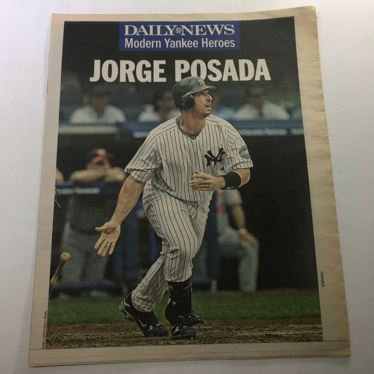 New York Daily News March 28 2010 - Modern Yankee Hero Jorge Posada on the cover, featuring the Yankee catcher celebrating a play.