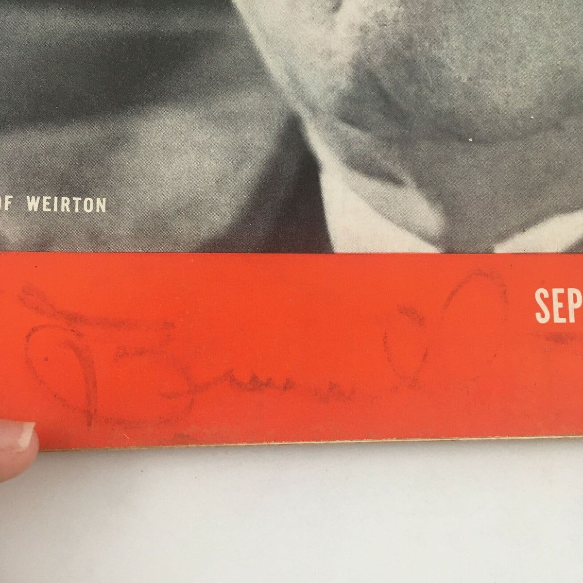 Detail of the cover of VTG Life Magazine, September 13 1937, showing Ernest T. Weir's name and signature, emphasizing the magazine's uniqueness and condition.