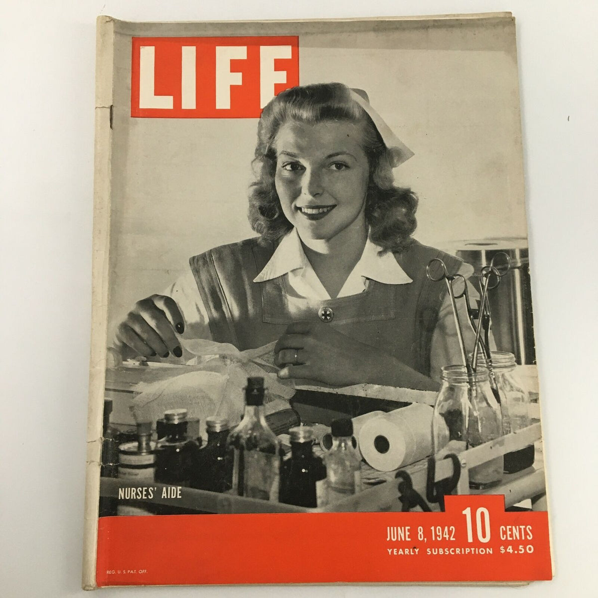 Life Magazine June 8 1942 Nurses' Aide Cover WWII Historical Issue, Collectible Condition