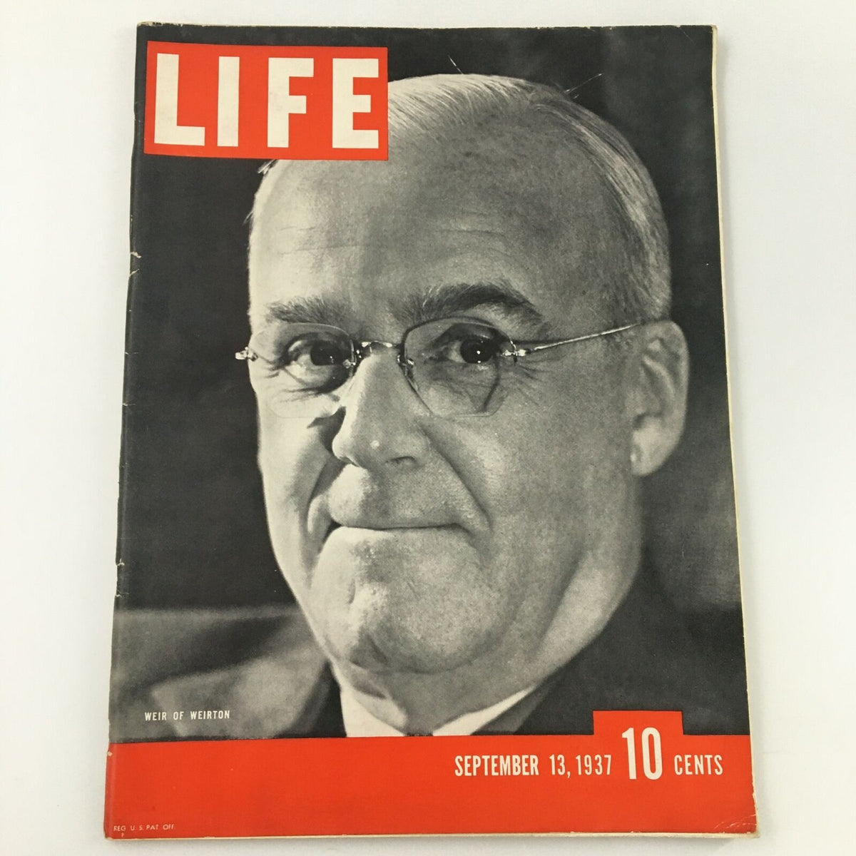 Cover of VTG Life Magazine September 13, 1937 featuring Ernest T. Weir of Weirton, notable for its vintage photography and historical significance.