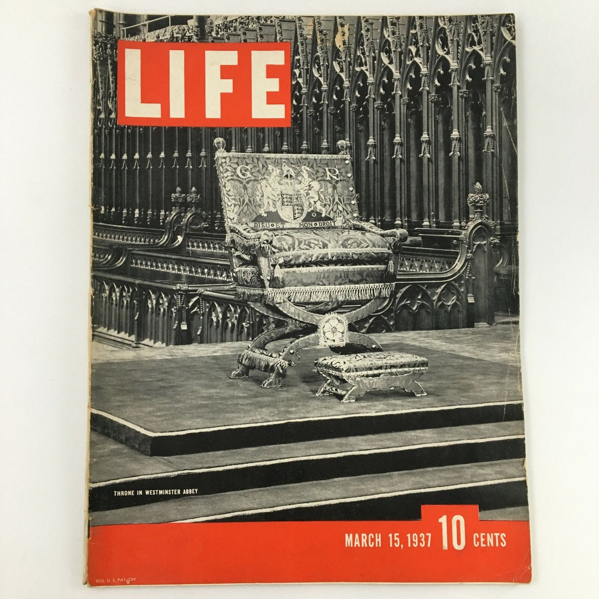 Life Magazine March 15, 1937 - Throne in Westminster Abbey, Very Good Condition, Collector's Item