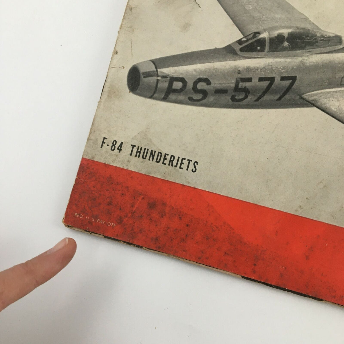 Cover detail of VTG Life Magazine July 5, 1948 featuring F-84 Thunderjets with minor wear and a bold title, showcasing a piece of aviation history.