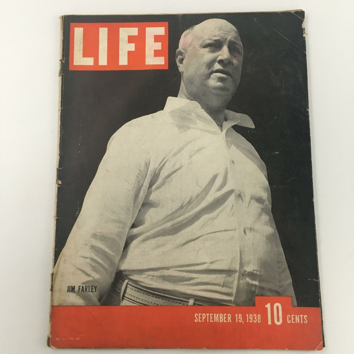 Vintage Life Magazine cover from September 19, 1938 featuring Jim Farley, showcasing historical American culture.
