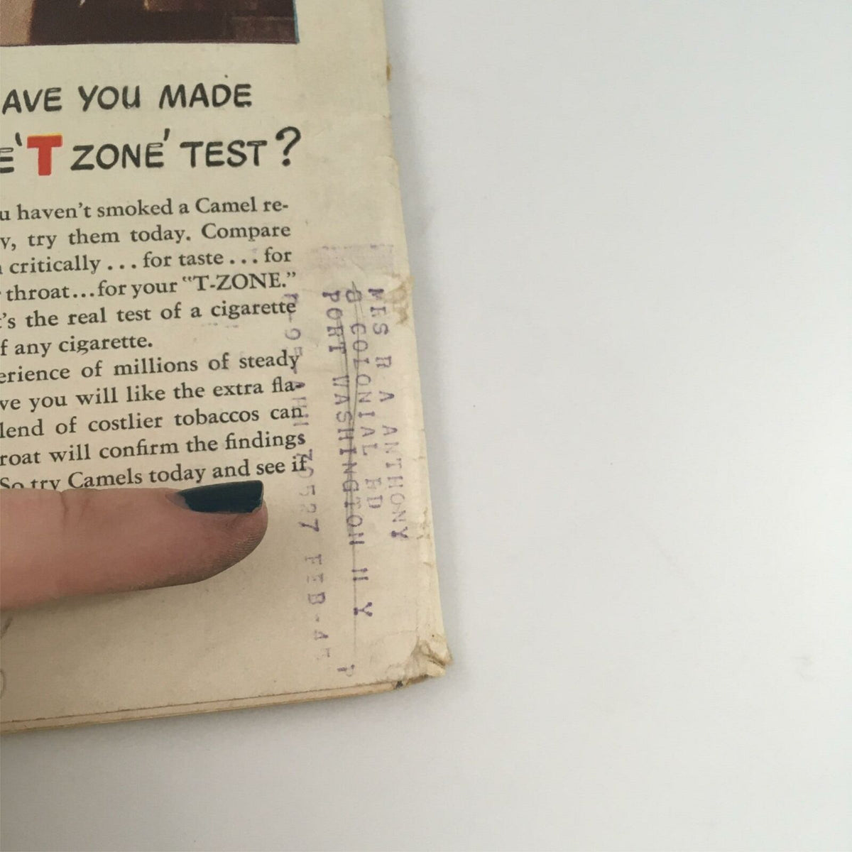 Back cover of VTG Life Magazine, November 15, 1943, displaying advertisement content and a vintage address label, indicative of its historical journey.