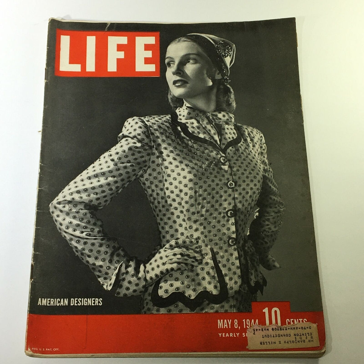 VTG Life Magazine May 8 1944 Cover featuring Betty Grable in a stylish polka dot jacket, capturing the essence of 1940s Americana.