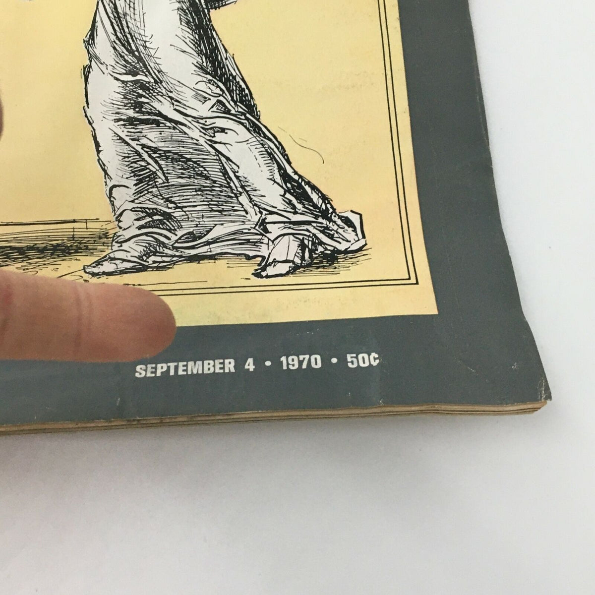 Close-up of the lower part of the VTG Life Magazine cover from September 4, 1970, highlighting the date and price, along with an illustration of women symbolizing unity and empowerment.