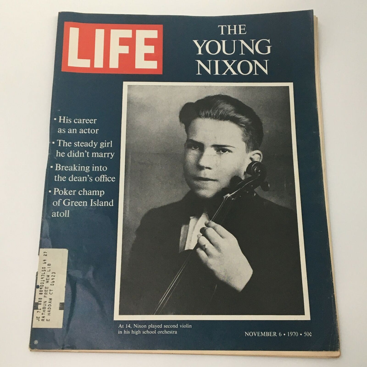 VTG Life Magazine November 6 1970 cover featuring Richard Nixon at 14, highlighting his early life and interests, including his career in music and personal anecdotes.